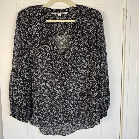 Veronica Beard Semi-Sheer Silk Print Blouse - Size 10 - Picture 1 of 9